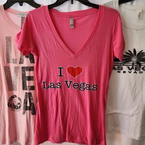 NEW LAS VEGAS 3 Piece Bundle Soft Pink White Woman TShirts Size L/XL